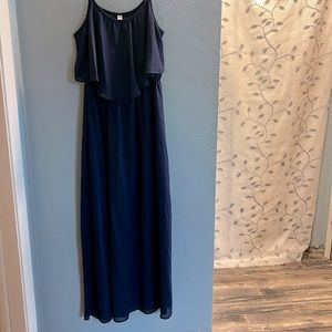 Beautiful dark blue sheer dress with built in slip